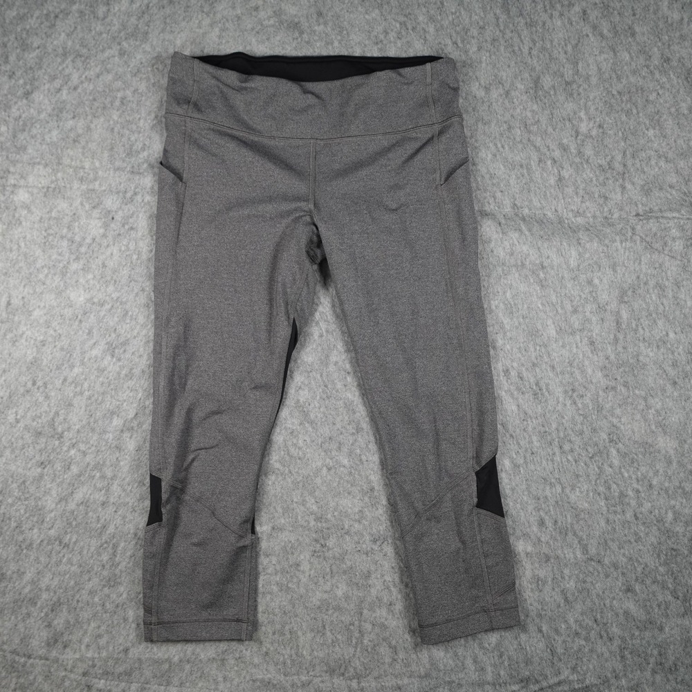 Lululemon Leggings Women 10 Gray‎ Heathered Pace Rival Crop 22" Yoga Run Gym